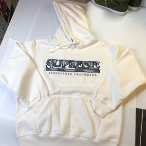 Denim Logo Hooded Sweatshirt Sz 